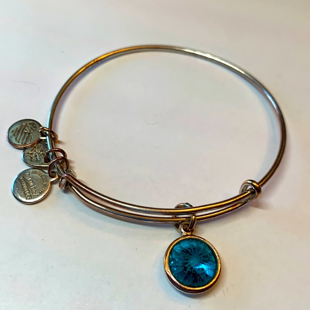 3/$20 Alex and Ani turquoise blue birthstone silver bracelet